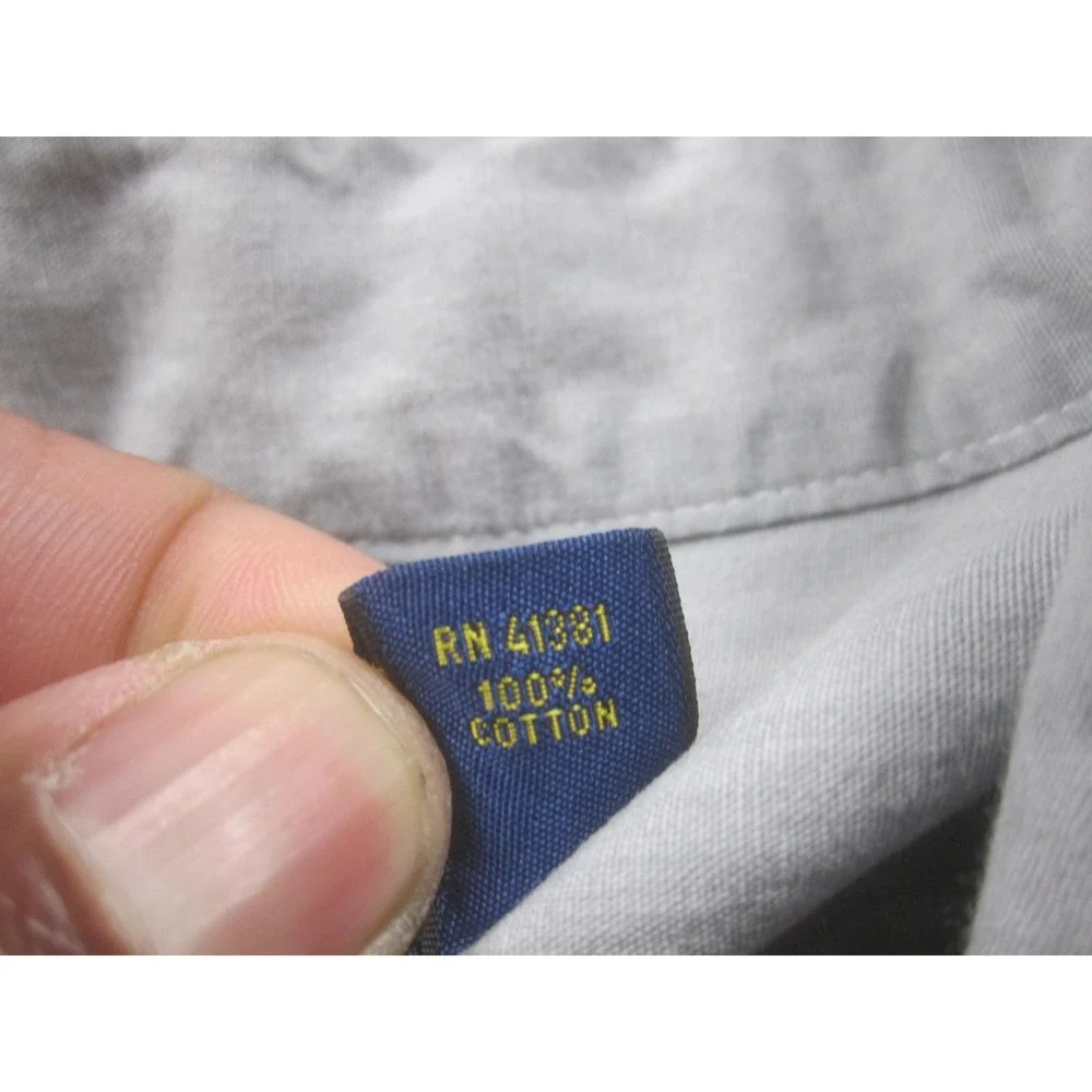 Polo Ralph Lauren Shirt Mens XL Gray Slim Fit 100% Cotton Button‎ Front Casual